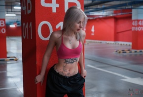 Maxim Matveev, , tattoo, parking garage, parking lot, parking, blond ...