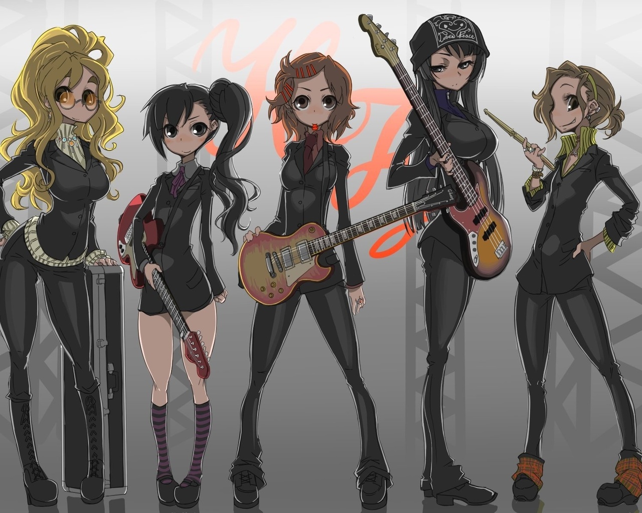 k-on, akiyama mio, guitar, hirasawa yui, kotobuki tsumugi, nakano azusa, tainaka ritsu