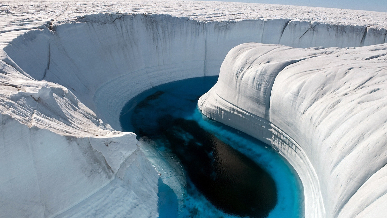 Ice, canyon, lake