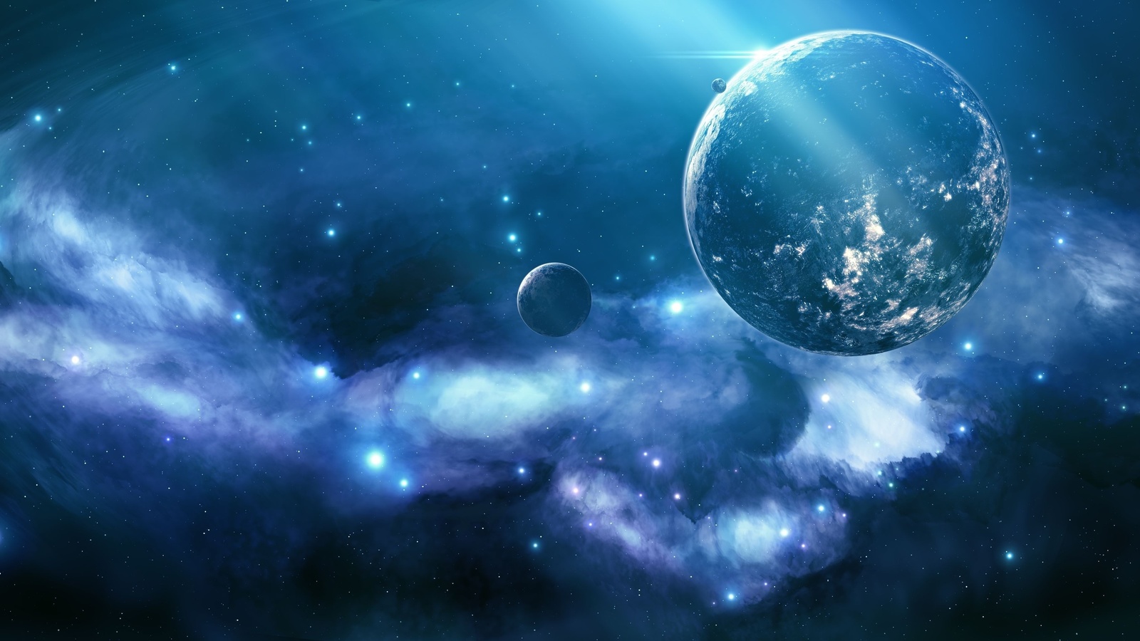 Blue nebula, unknown planet, , , , 