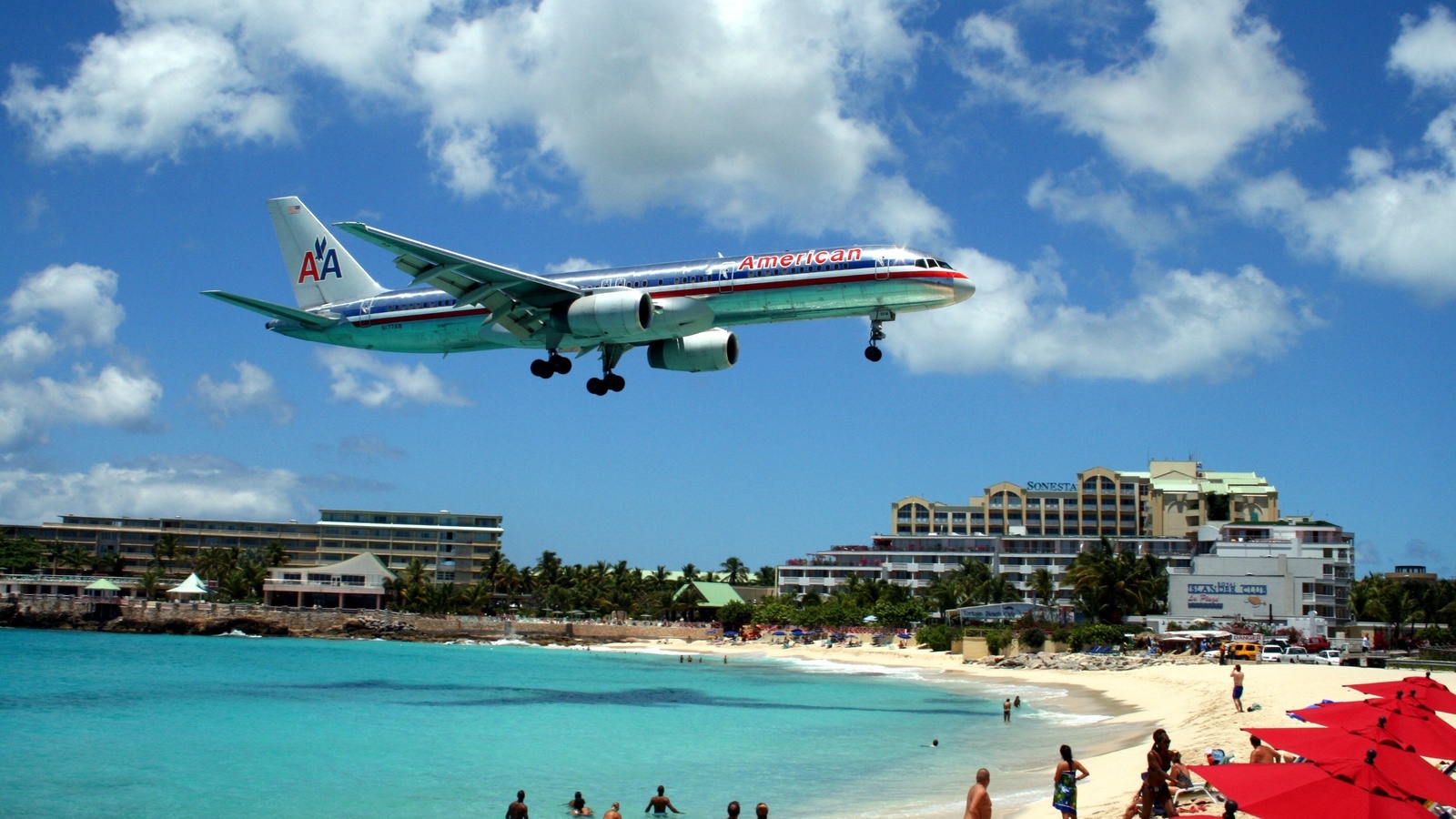 , , st.maarten airport, american 757