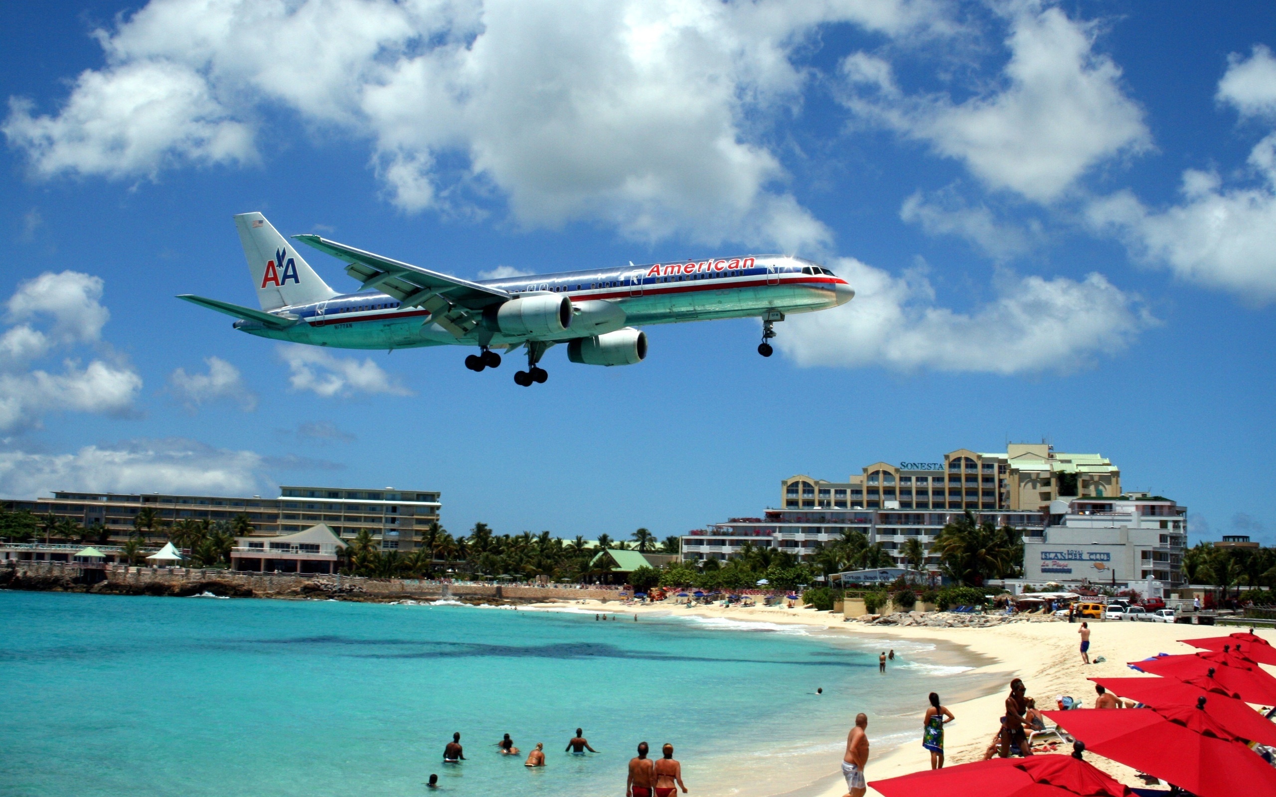 , , st.maarten airport, american 757