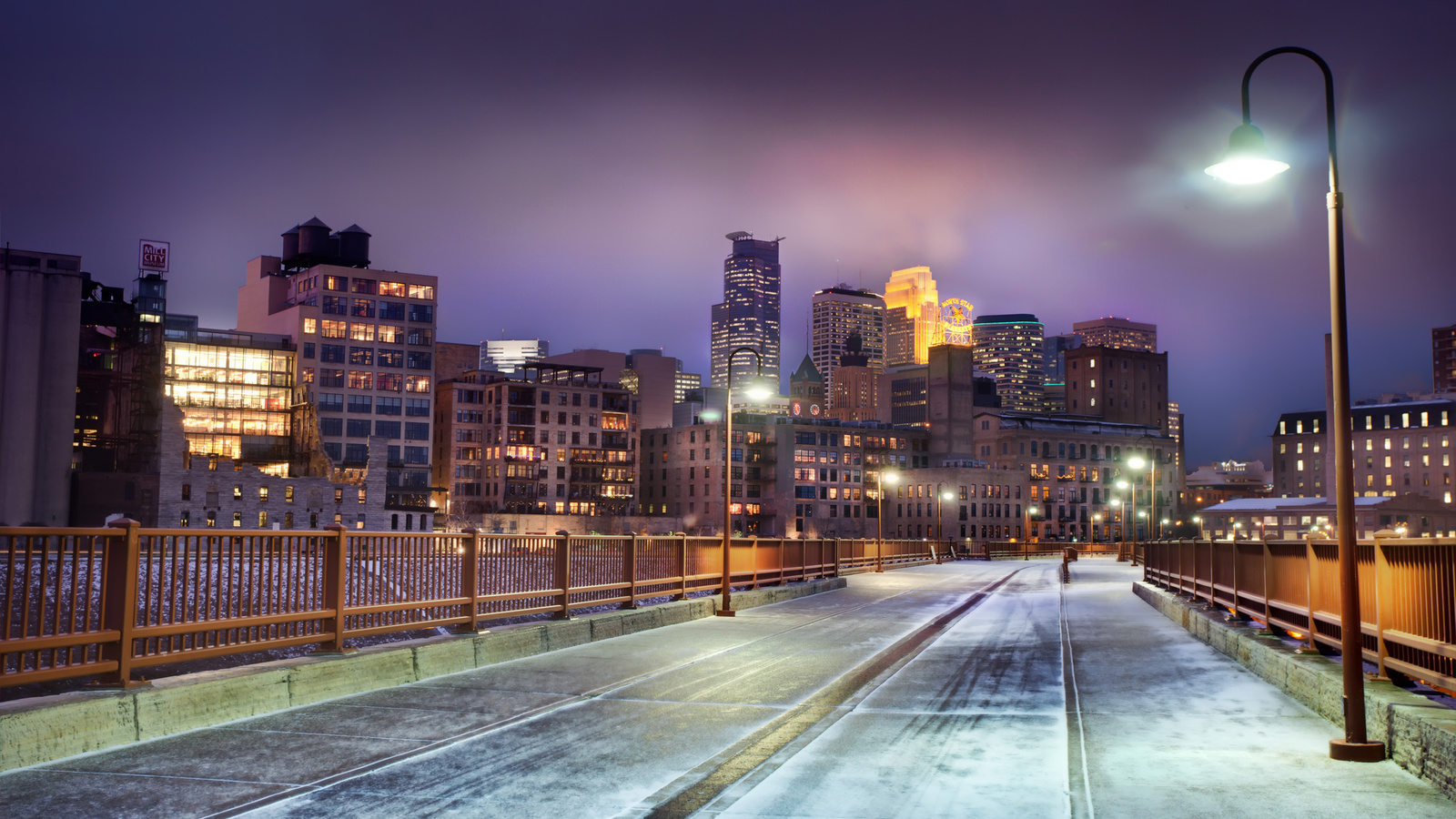 , minnesota, skyline at night, United states, snow, minneapolis, winter