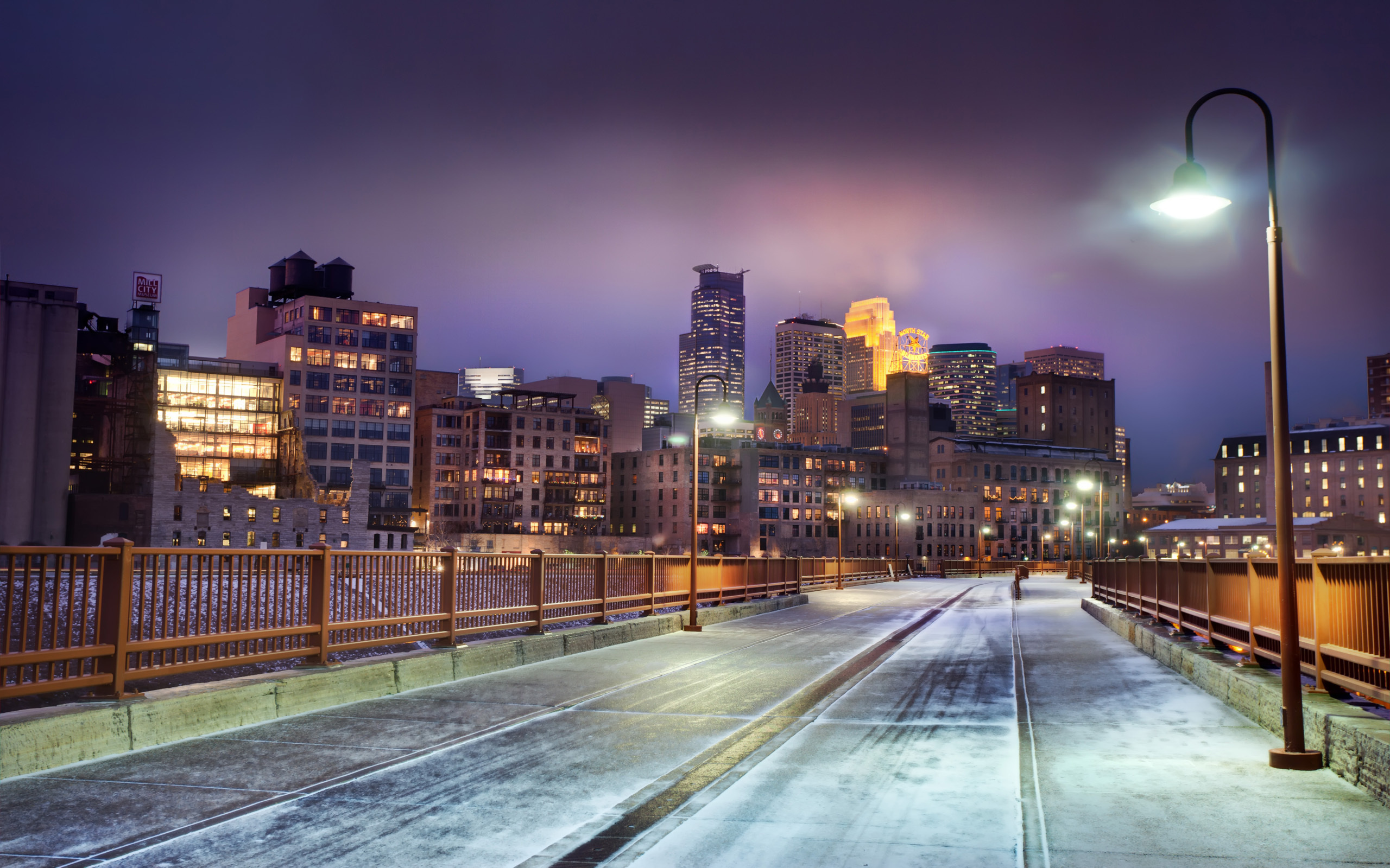 , minnesota, skyline at night, United states, snow, minneapolis, winter