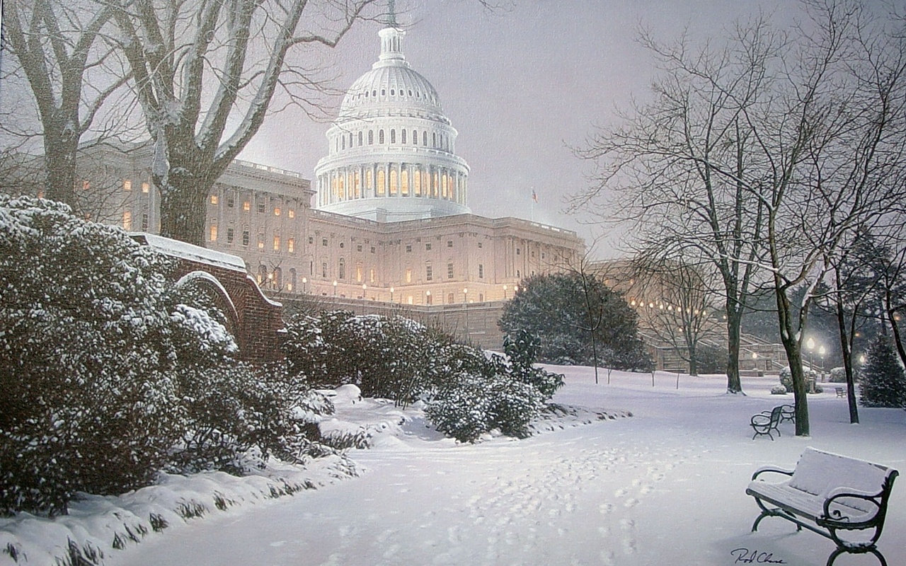 rod chase, united states capitol, painting, Evening on the hill, meeting place, hill, evening, park