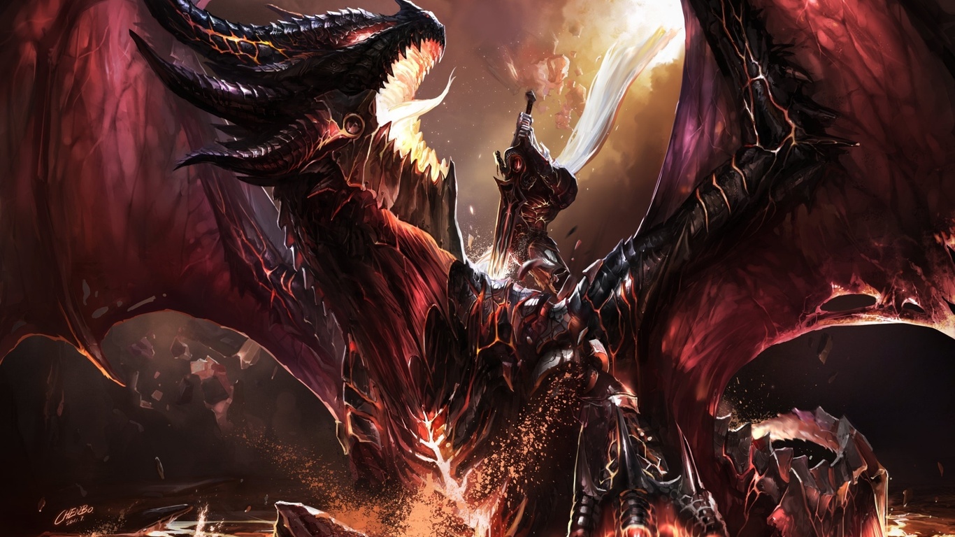 world of warcraft, Kill deathwing, battle, fanart, dragon, art, chenbo, , wow