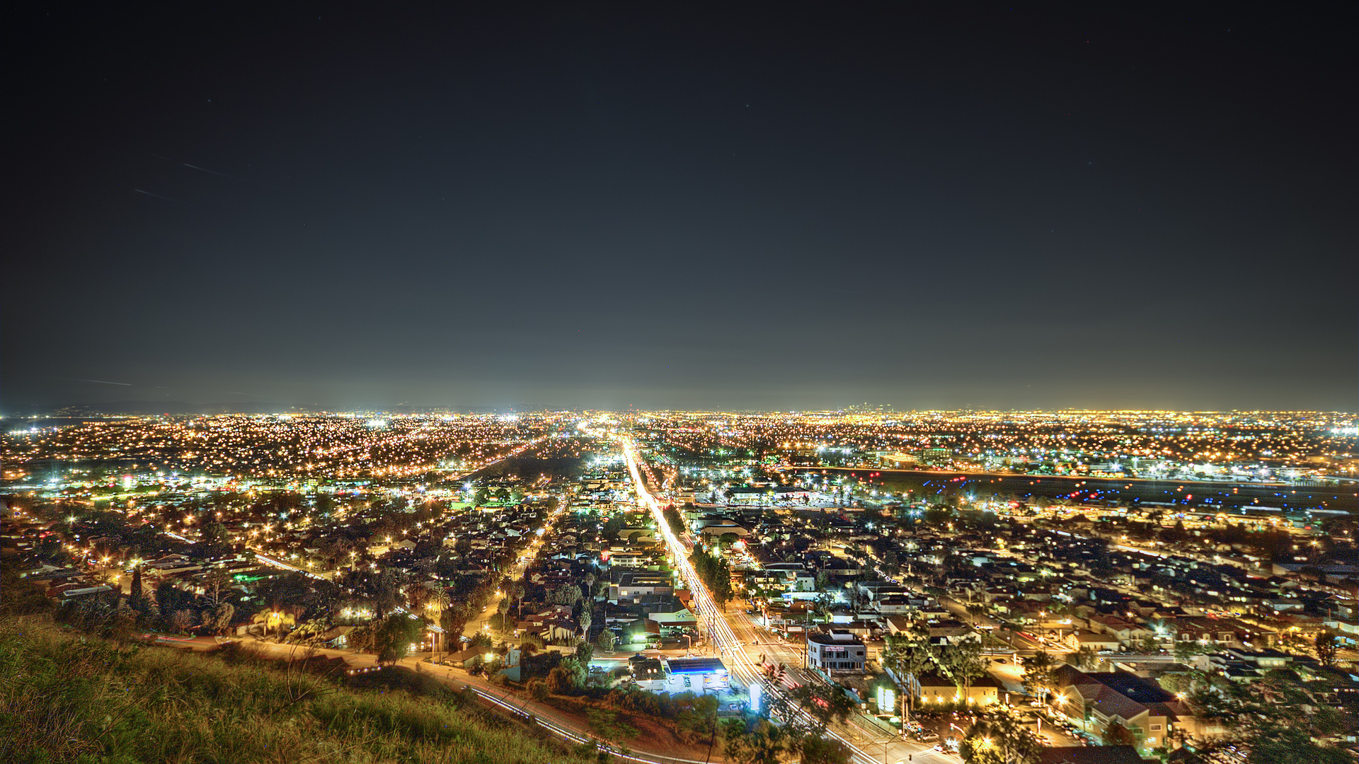 night, california, usa, ���-��������, los angeles, lights, la, The south bay