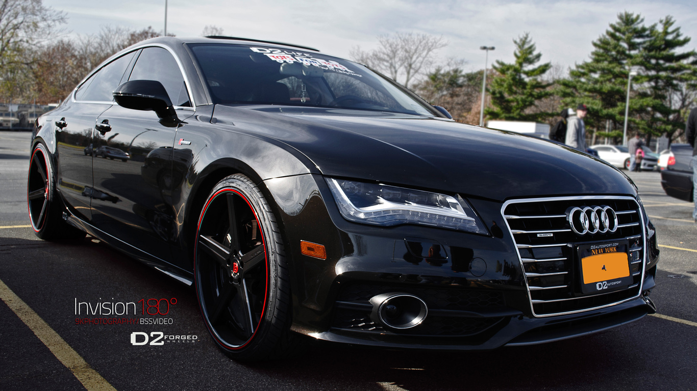 with deep concave cv2 wheels by d2forged, audi a7, black