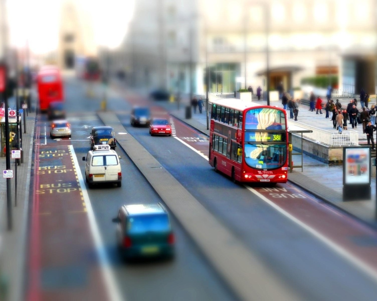 , , tilt shift, , , double-decker, 