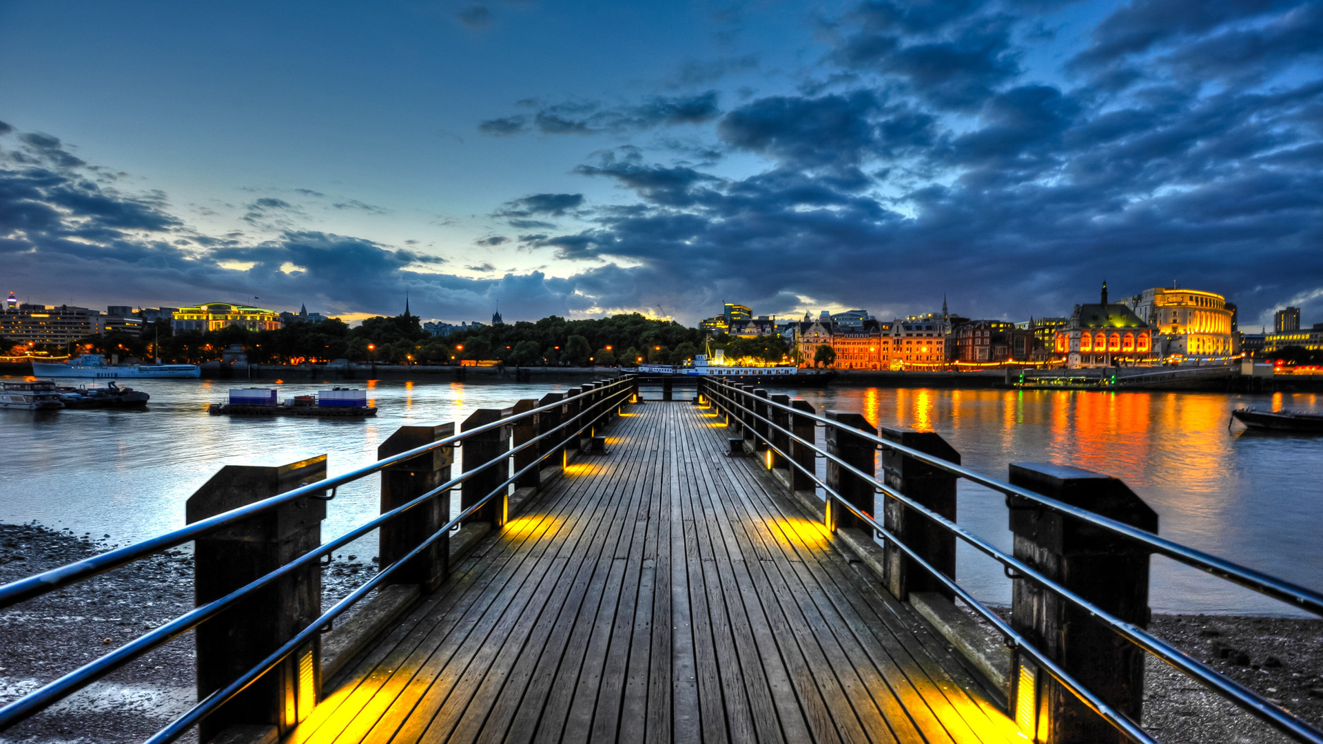 england, twilight, uk, , , Thames pier, thames, river, london