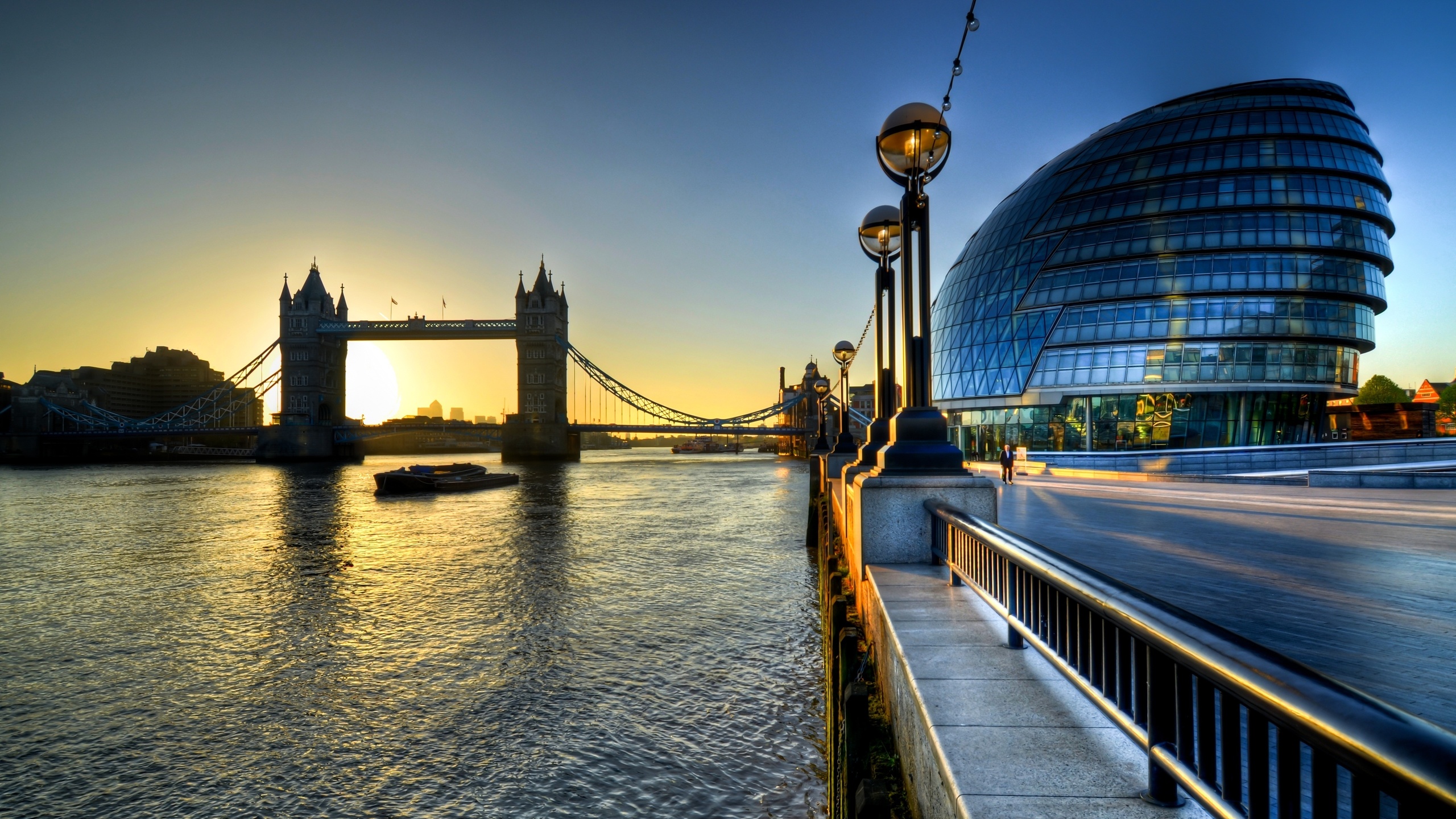 sunrise, city hall, england, london, uk, river, Tower bridge, thames, , morning