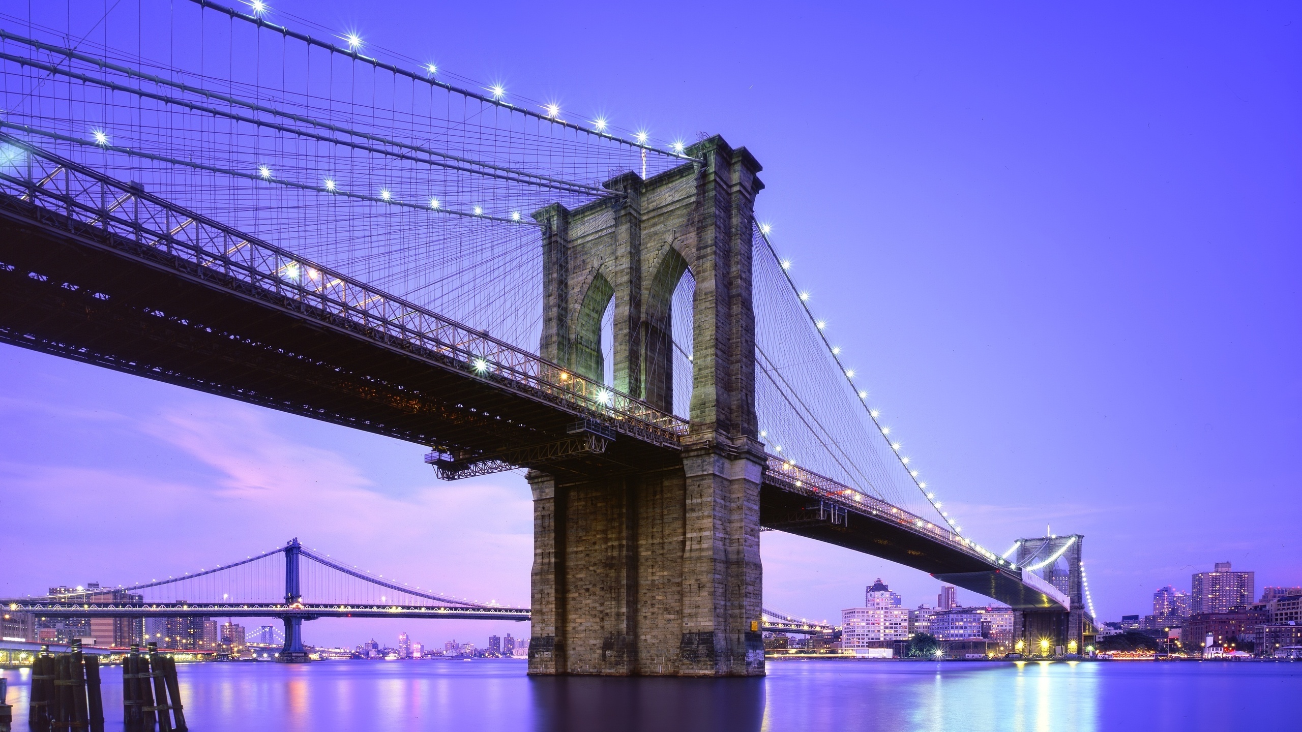 , blue hour, new york city, twilight, nyc, usa, Brooklyn bridge, -, , ,  