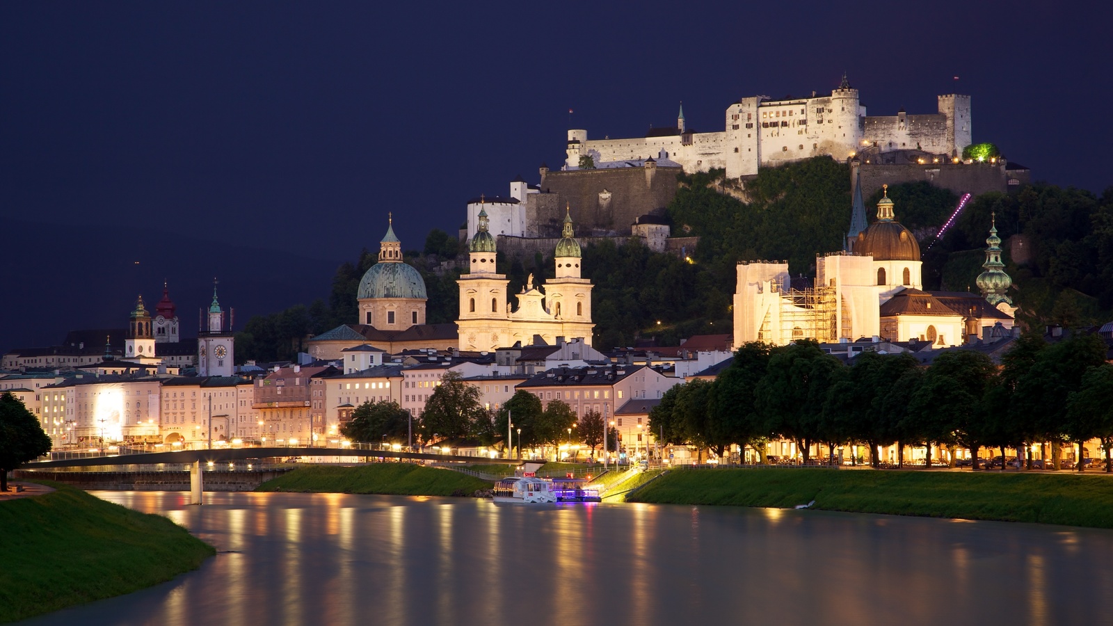 ity, chapels, Salzburg, , castle, town, river, salzach, austria, houses