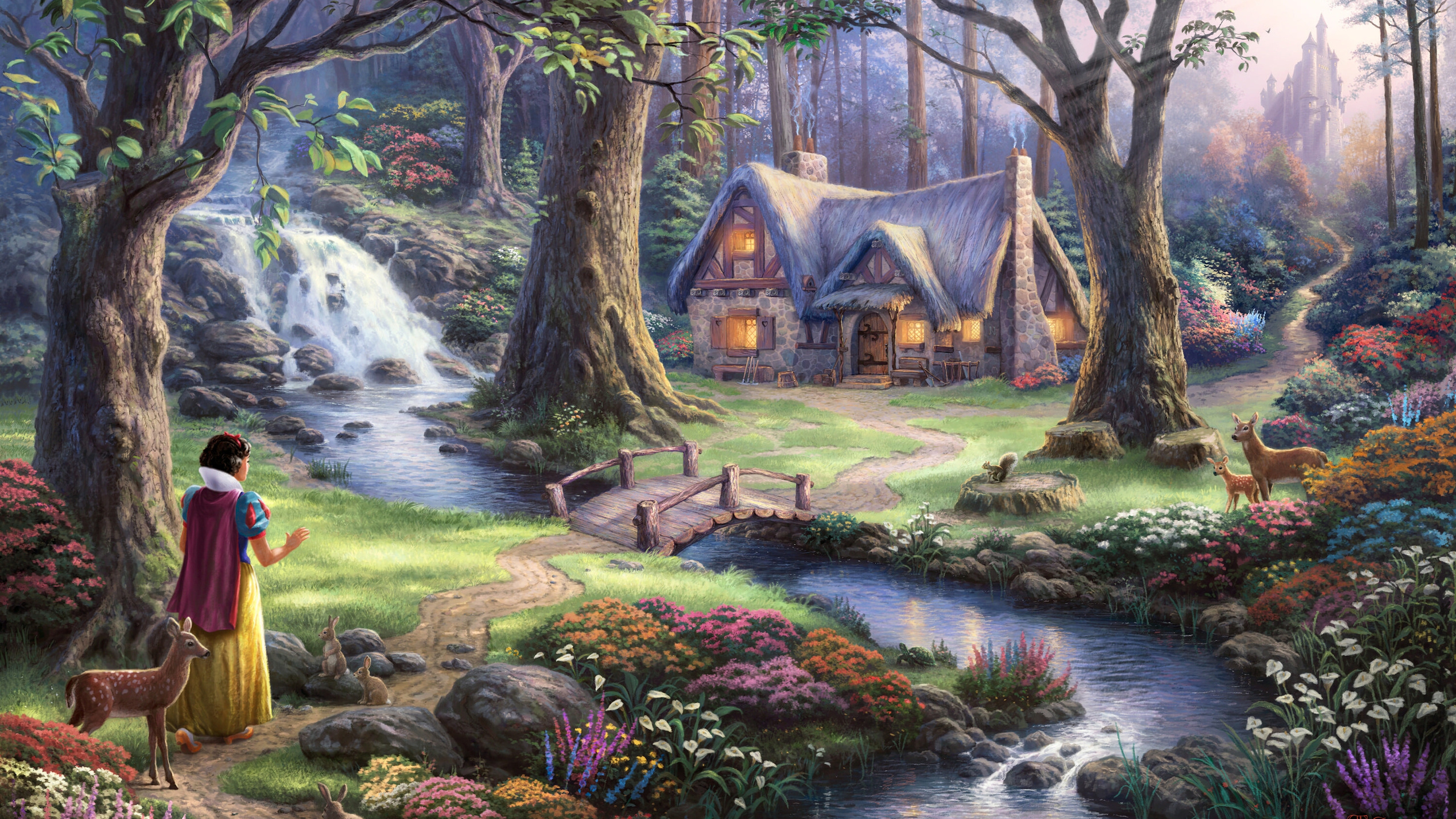 snow white discovers the cottage, 50-th anniversary, the disney dreams collection, Thomas kinkade