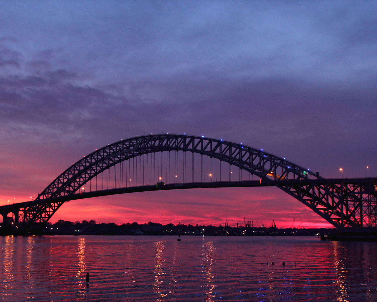 river, new jersey, sunset,  -, Usa, , twilight, bayonne bridge
