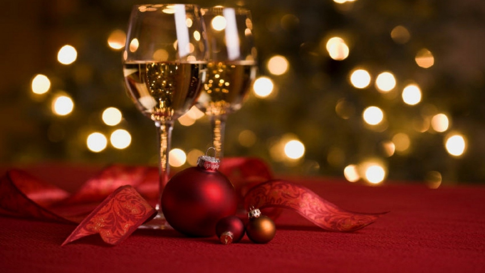 red, bokeh, lights, night, christmas, wine, ball, new year, holiday