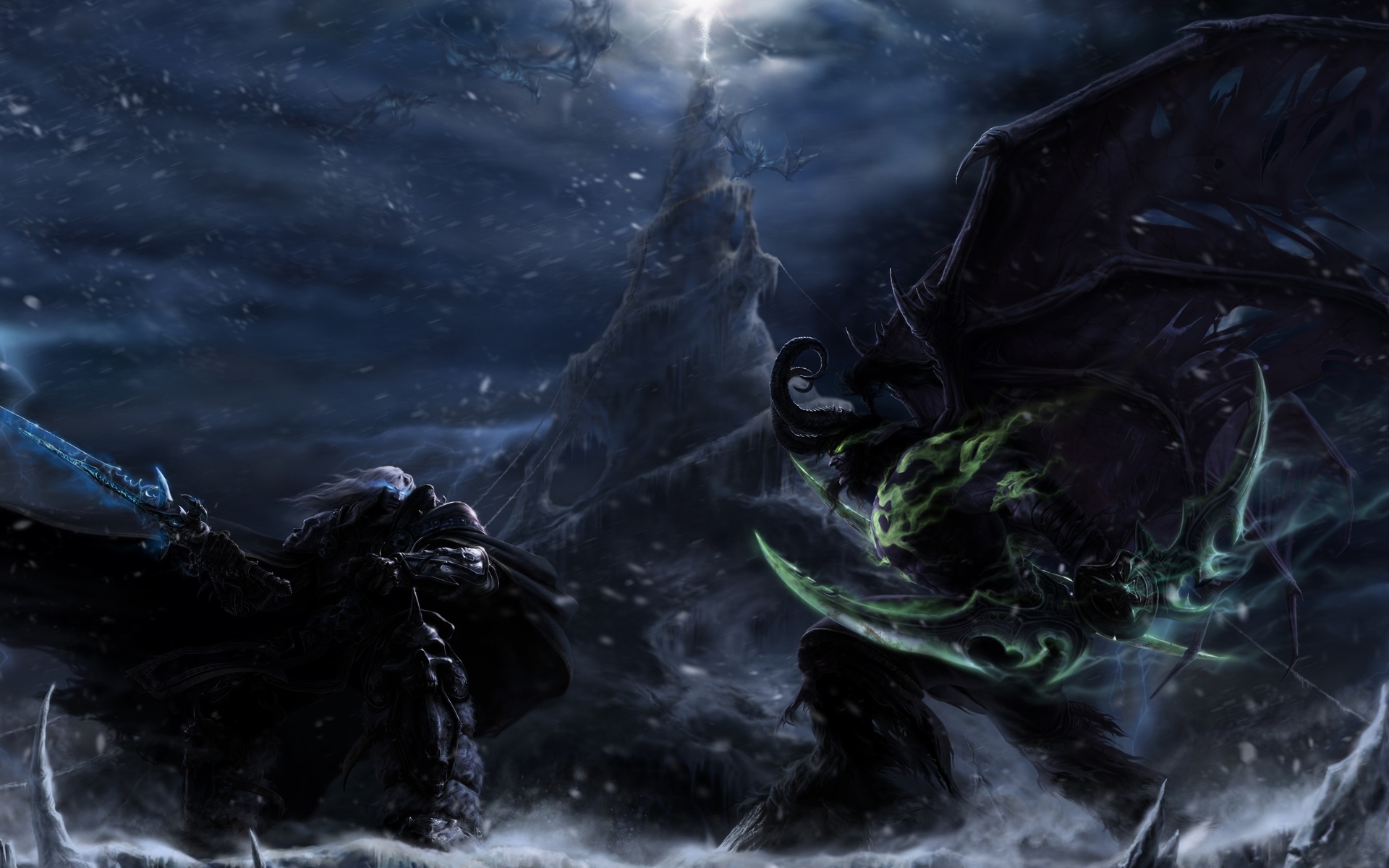 versus, Illidan vs. arthas, frostmourne, warcraft iii 3 frozen throne, batlle, lich king, fight, wow, world of warcraft