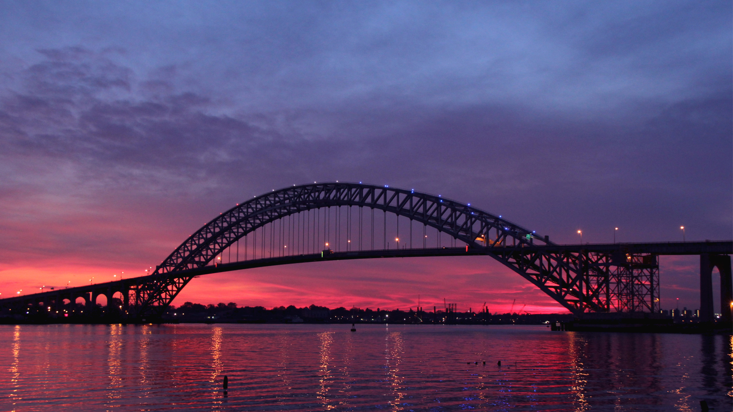 river, new jersey, sunset,  -, Usa, , twilight, bayonne bridge