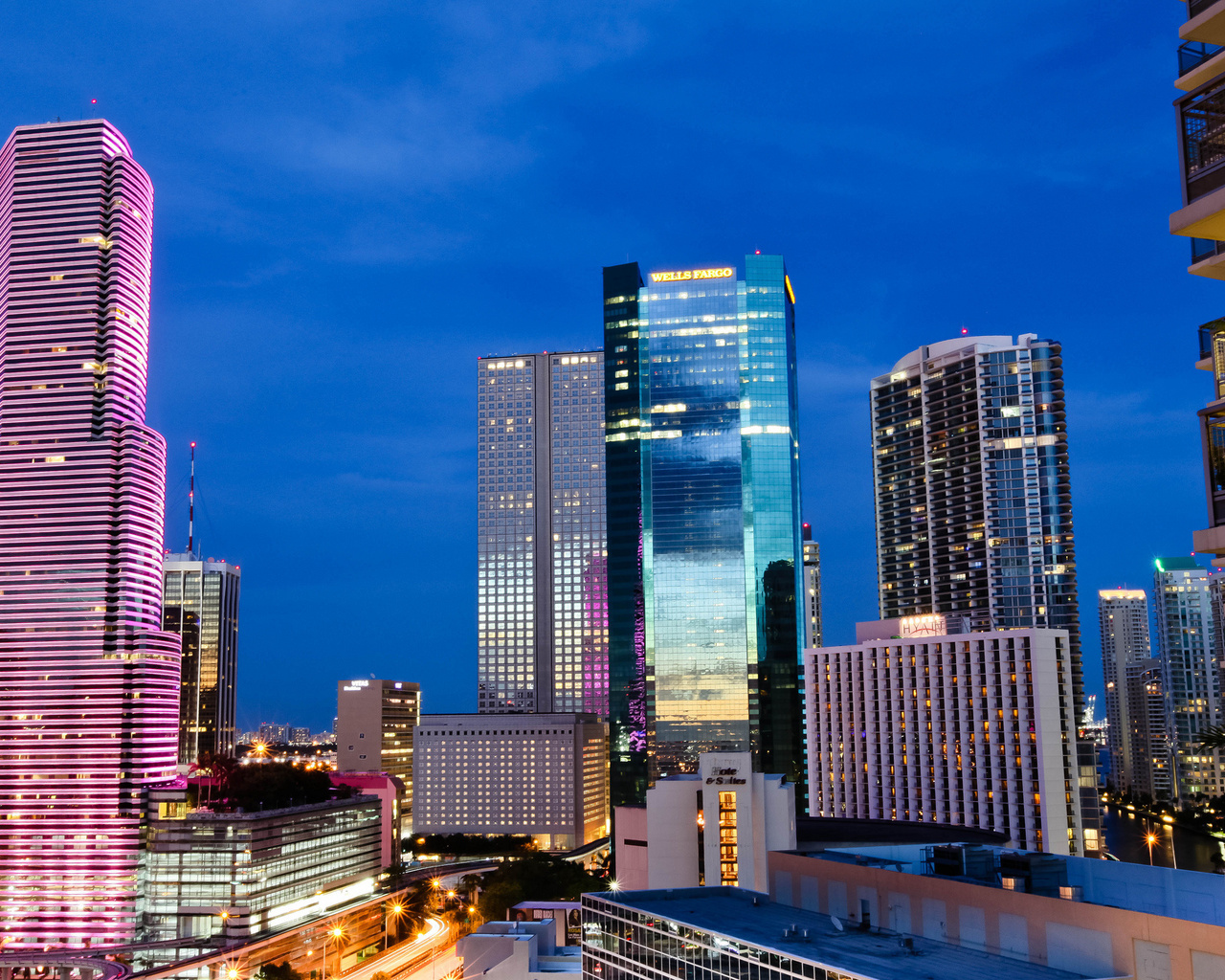 city, florida, , night, , lights, usa, miami