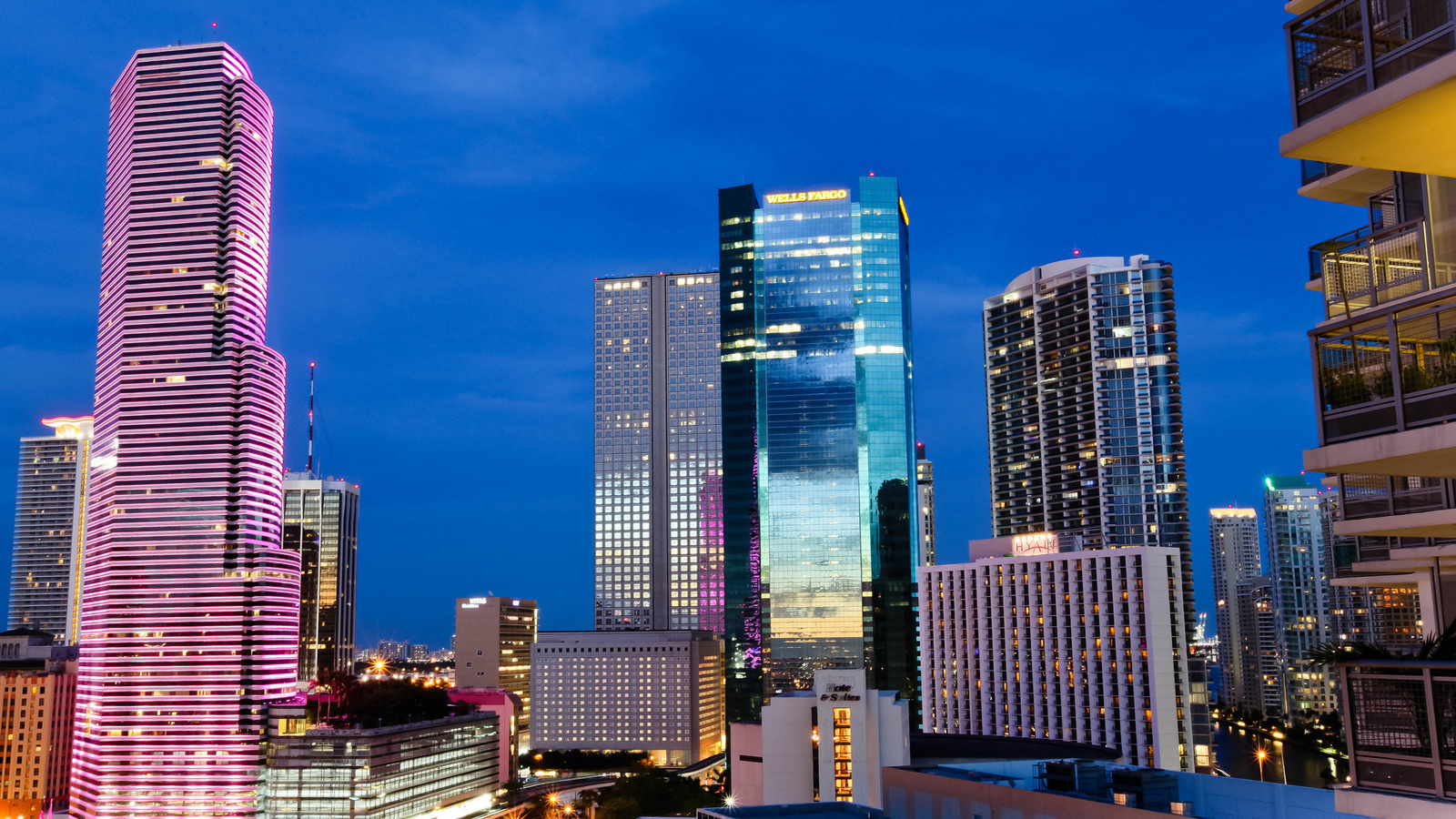 city, florida, , night, , lights, usa, miami