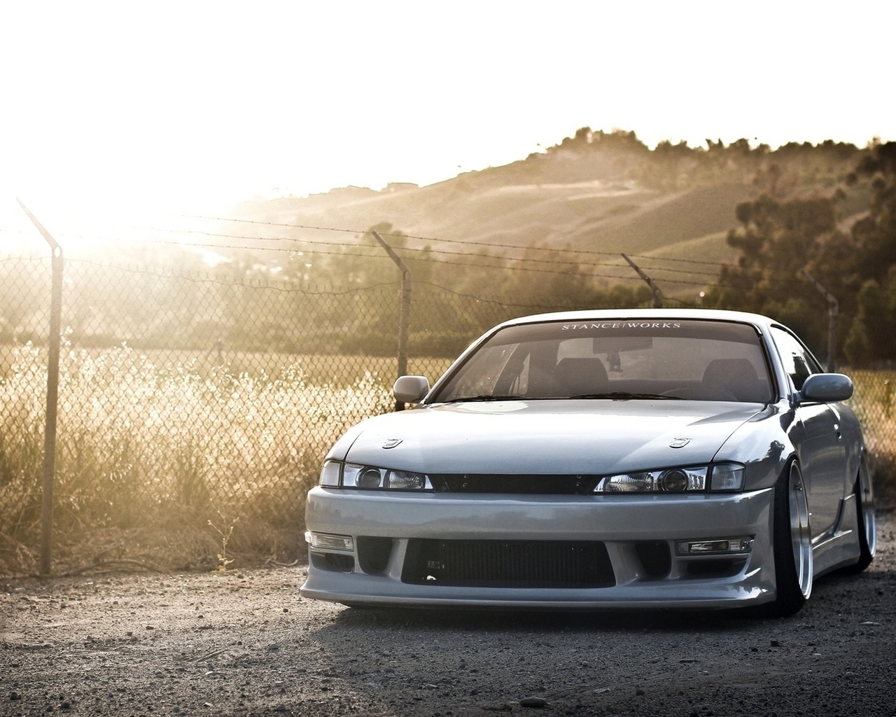 sun, Car, silvia, nissan, jdm, walls, drift, s14, silver, works, stance, japan, car, wallpapers