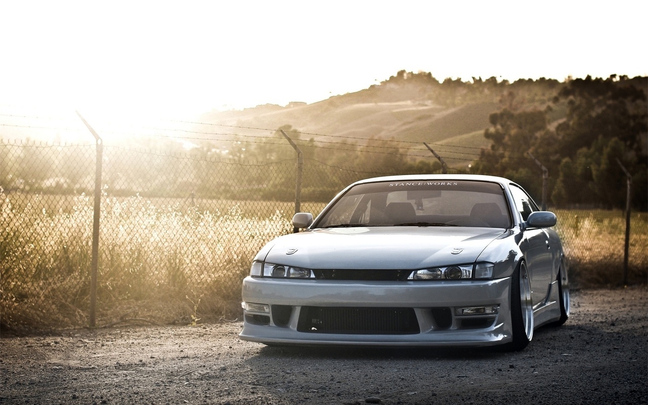 sun, Car, silvia, nissan, jdm, walls, drift, s14, silver, works, stance, japan, car, wallpapers