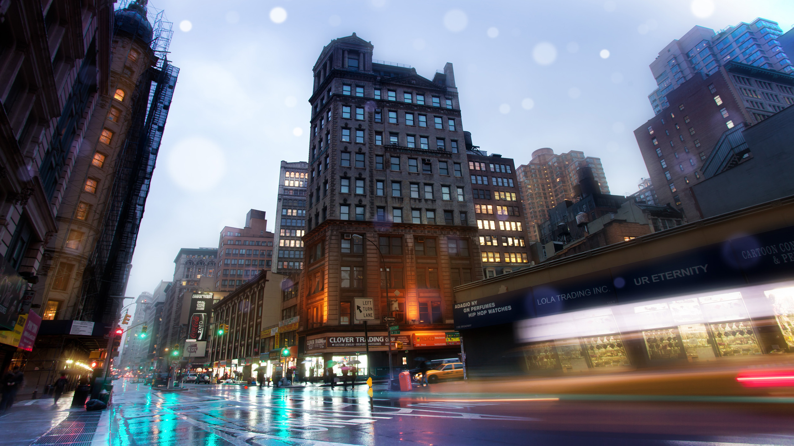 , -, nyc, new york, broadway, rainy night, usa, Slick streets