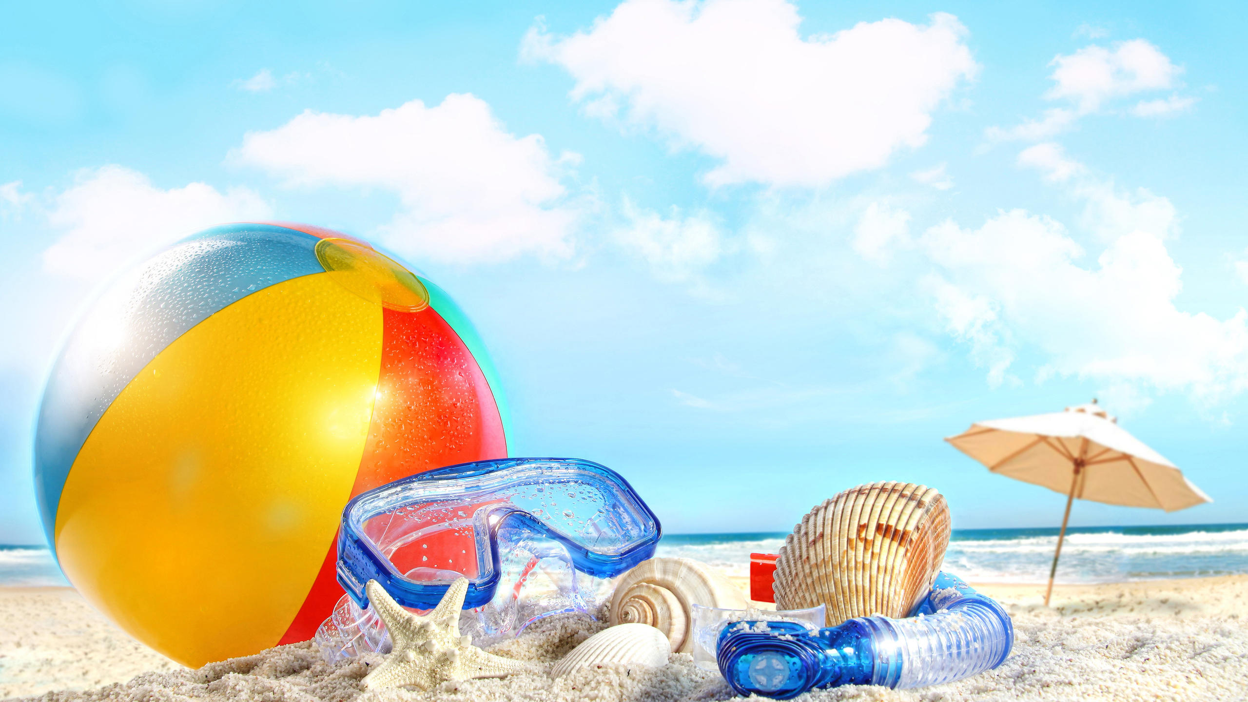 sea, ball, , beach, sky, , sand, clouds, , Shells, , nature