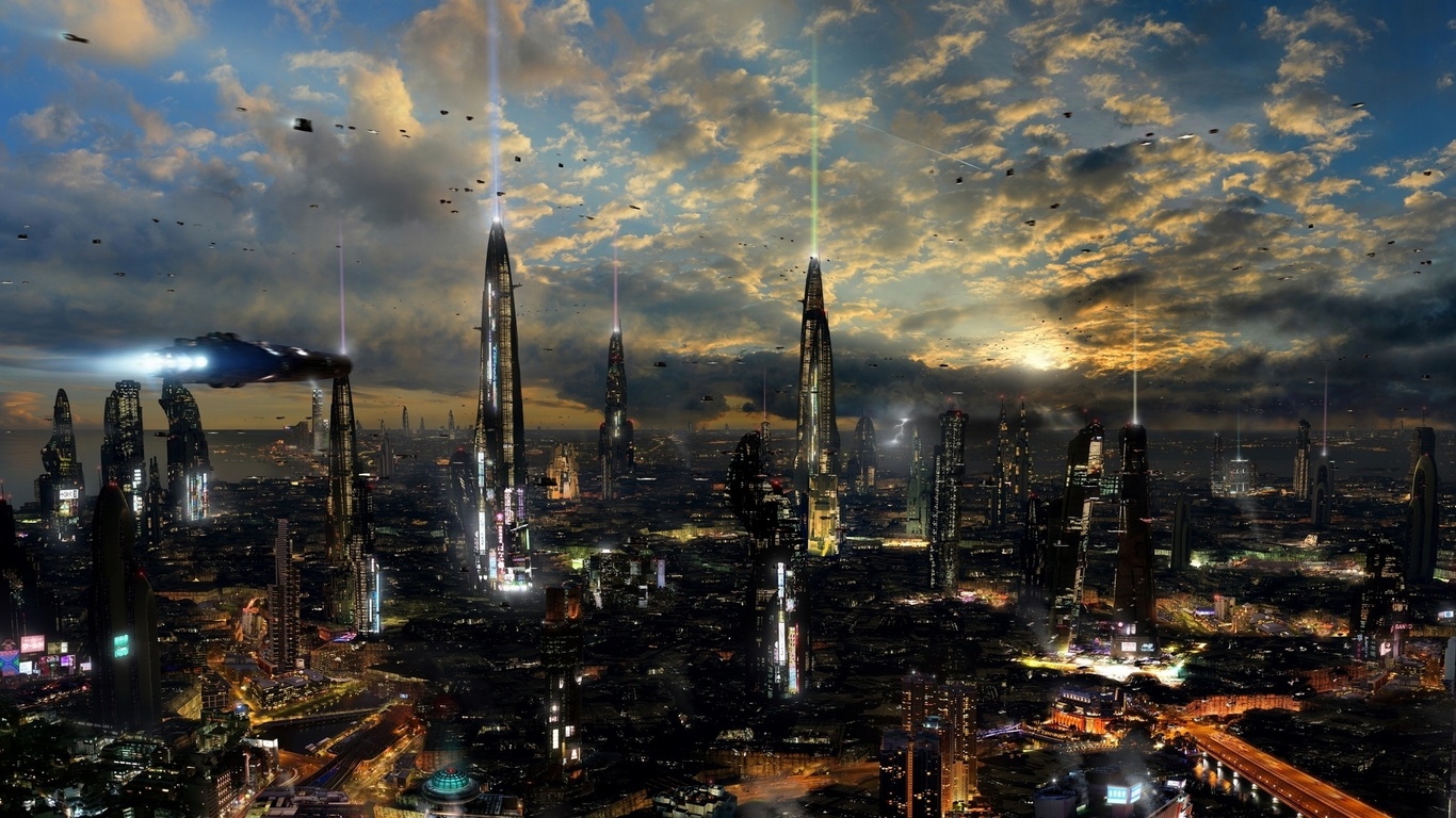 planet, Futuristic city 4, sci-fi, scott richard, towers, rich35211, ships