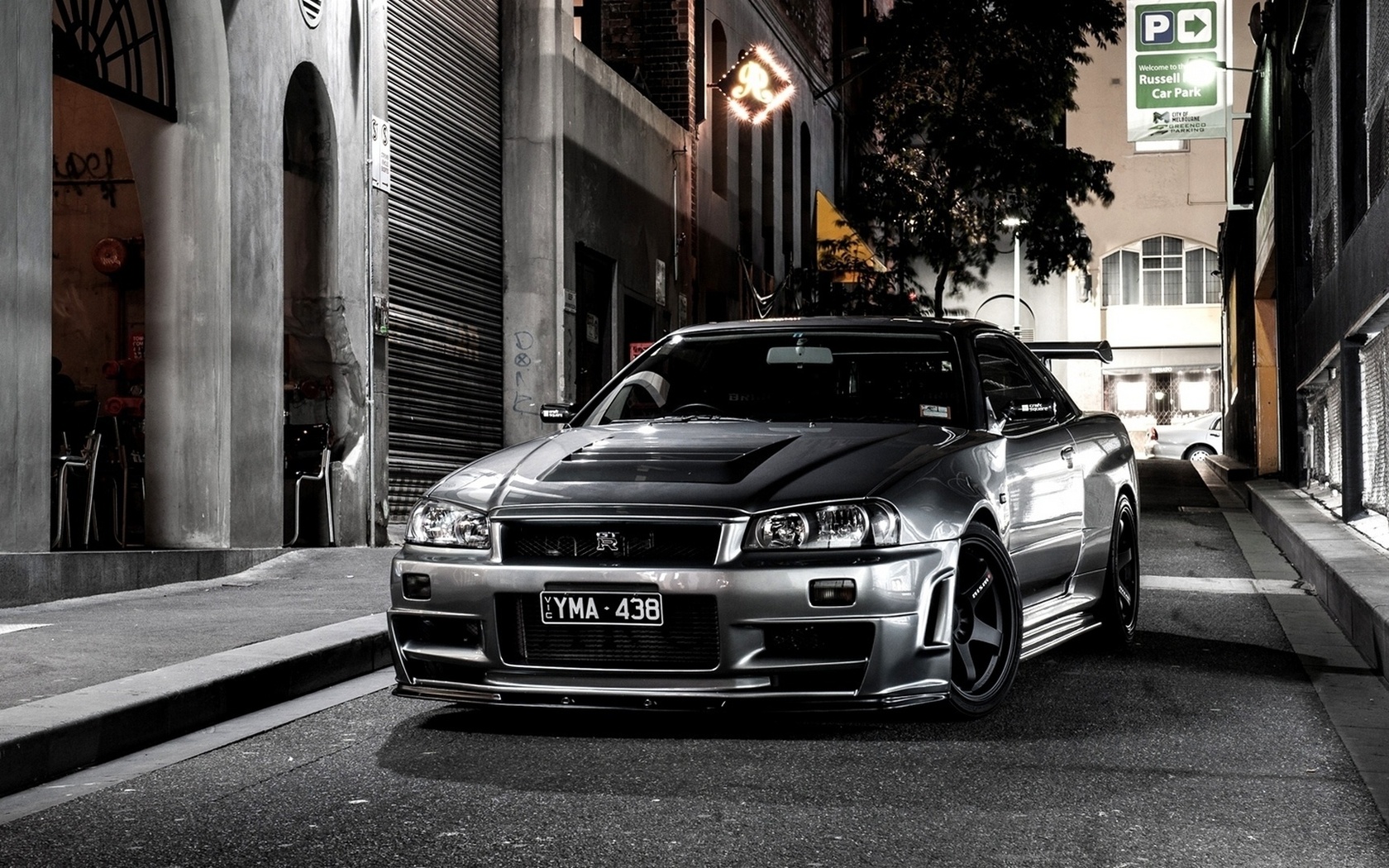 beautiful, bnr34, night, desktop, japan, nissan, grey, automobile, wallpapers, Car, skyline, street, r34