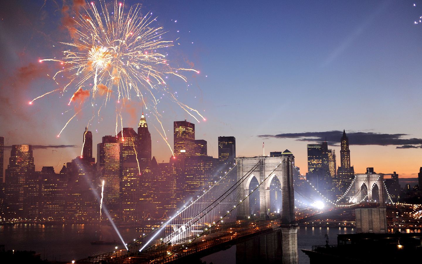usa, , , new york, , Fireworks, brooklyn bridge