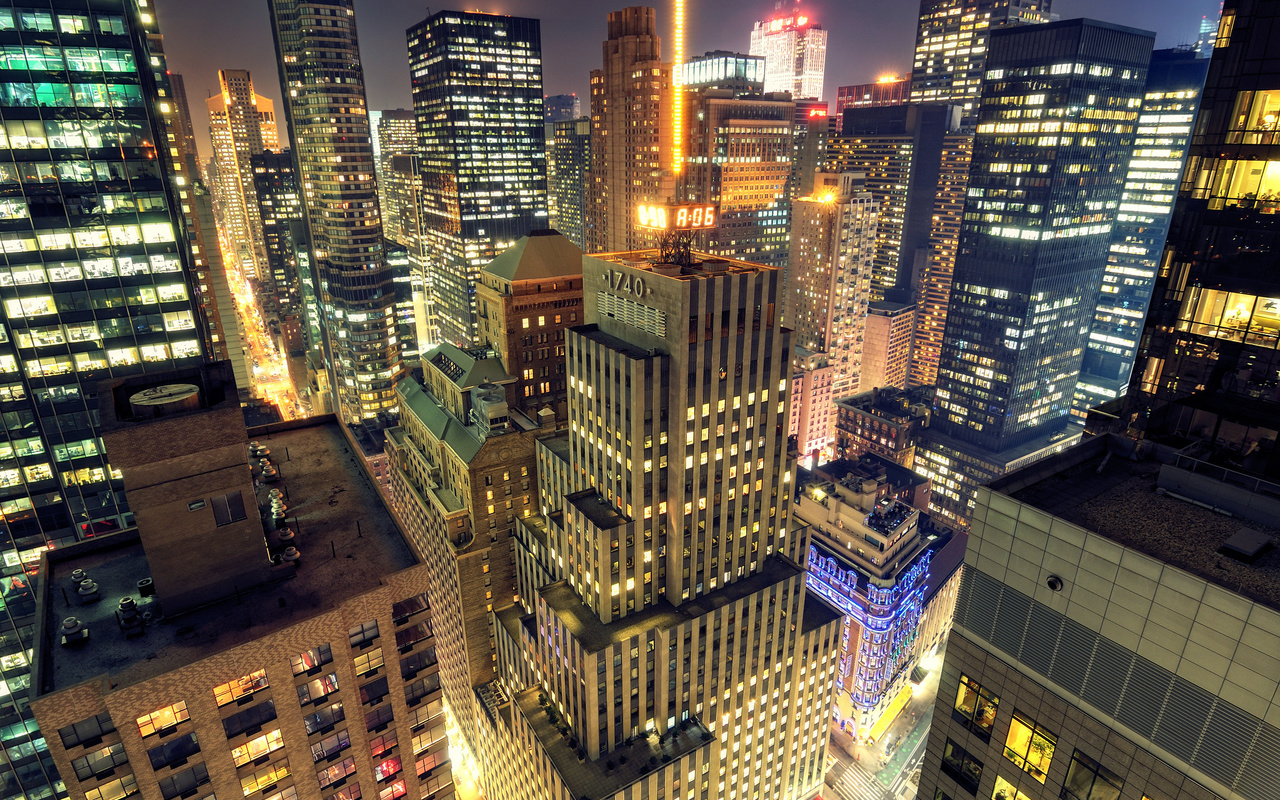 midtown, , , new york, manhattan at night, -, 