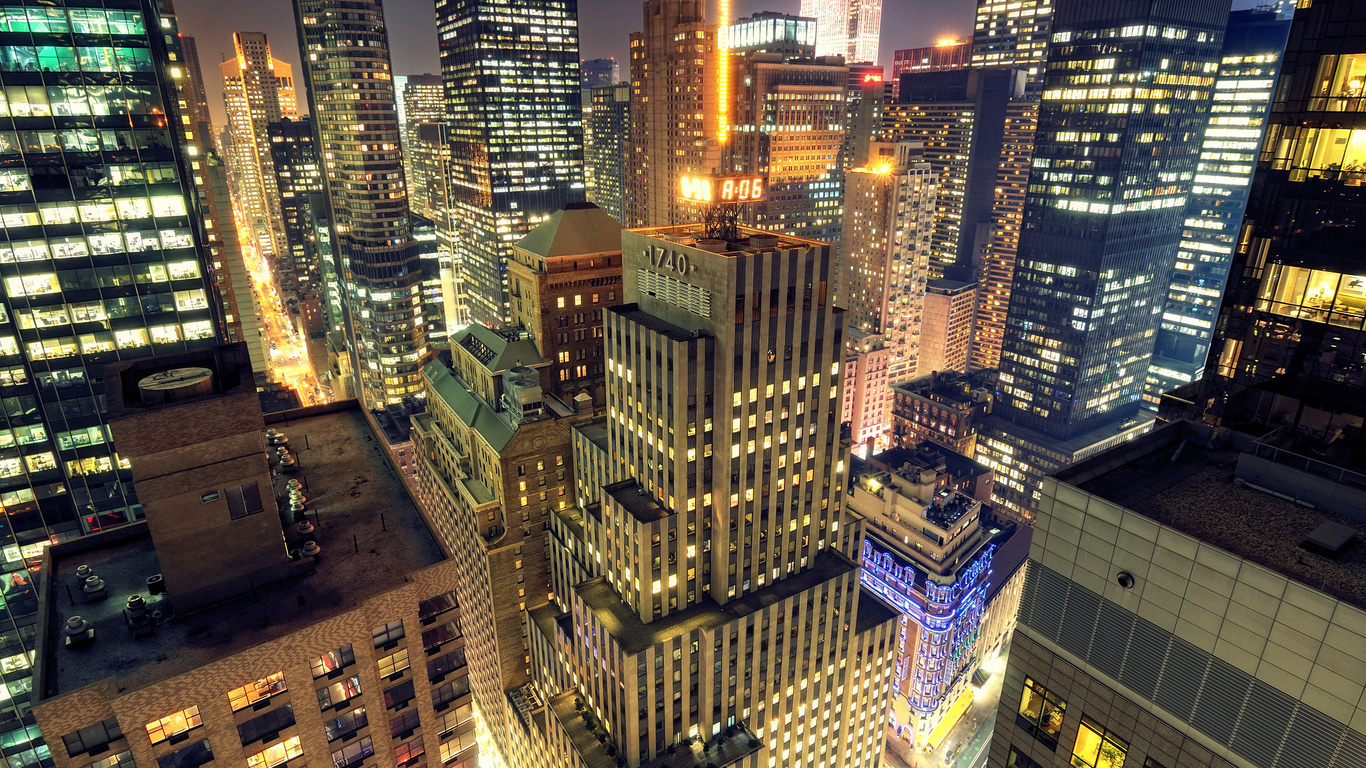 midtown, , , new york, manhattan at night, -, 