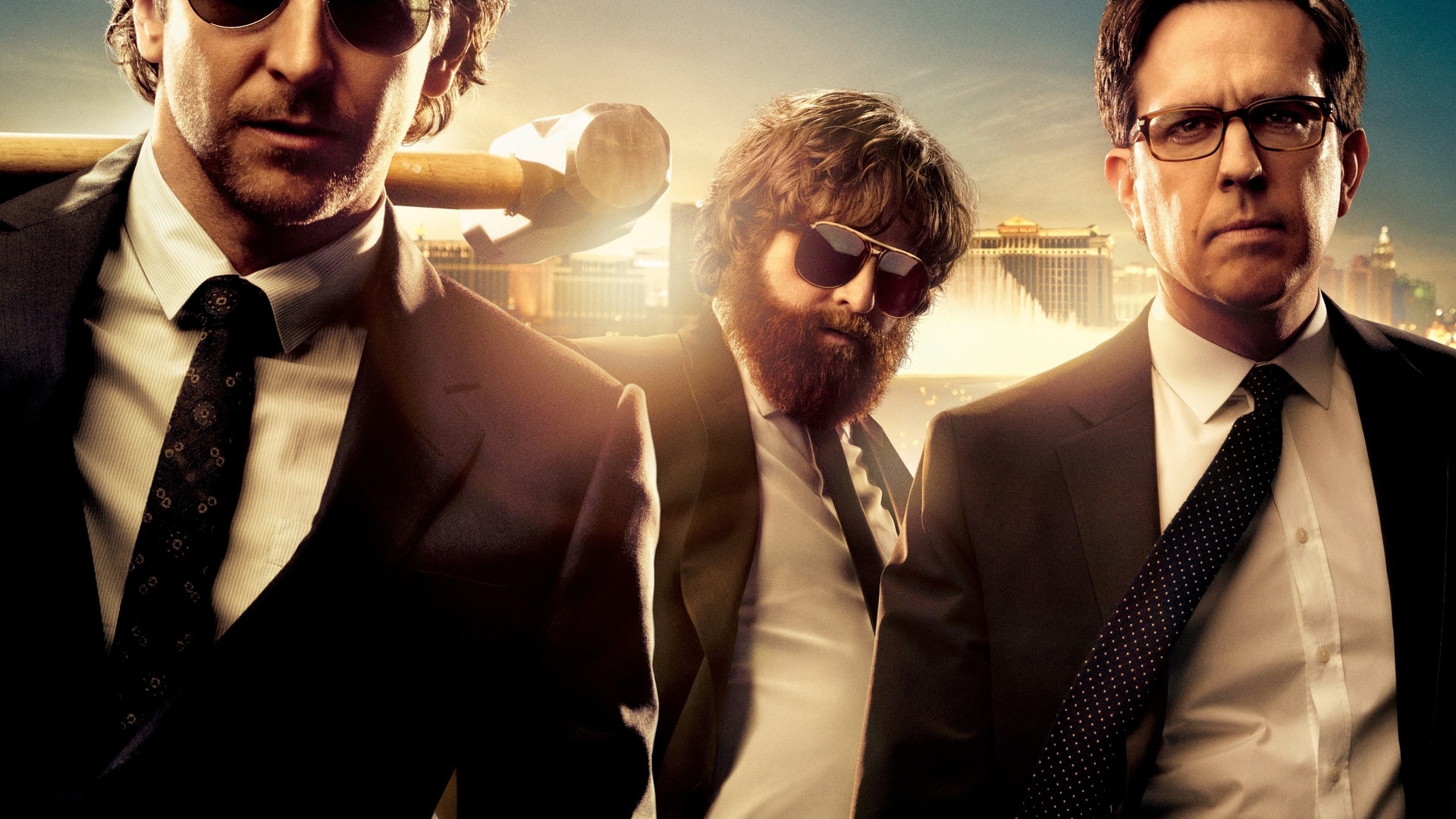 the hangover part 3, hangover part 3, hangover part iii, bradley cooper, zach galifianakis, ed helms, phil, alan, stu, warner bros, pictures, men, man, crazy, backround, comedy, black, sunglasses, hammer