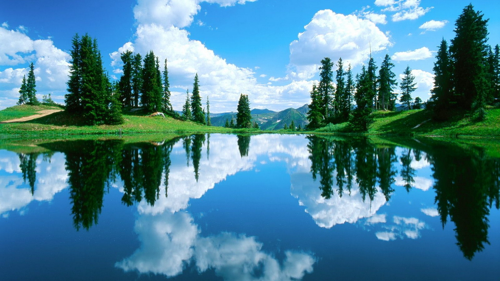 water, lake, green, trees, 