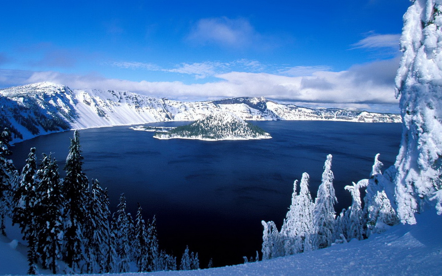 lake, mountain, snow