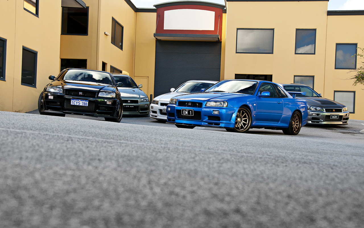 white, silver, , black, skyline, gt-r, Nissan, , blue, front, , r34