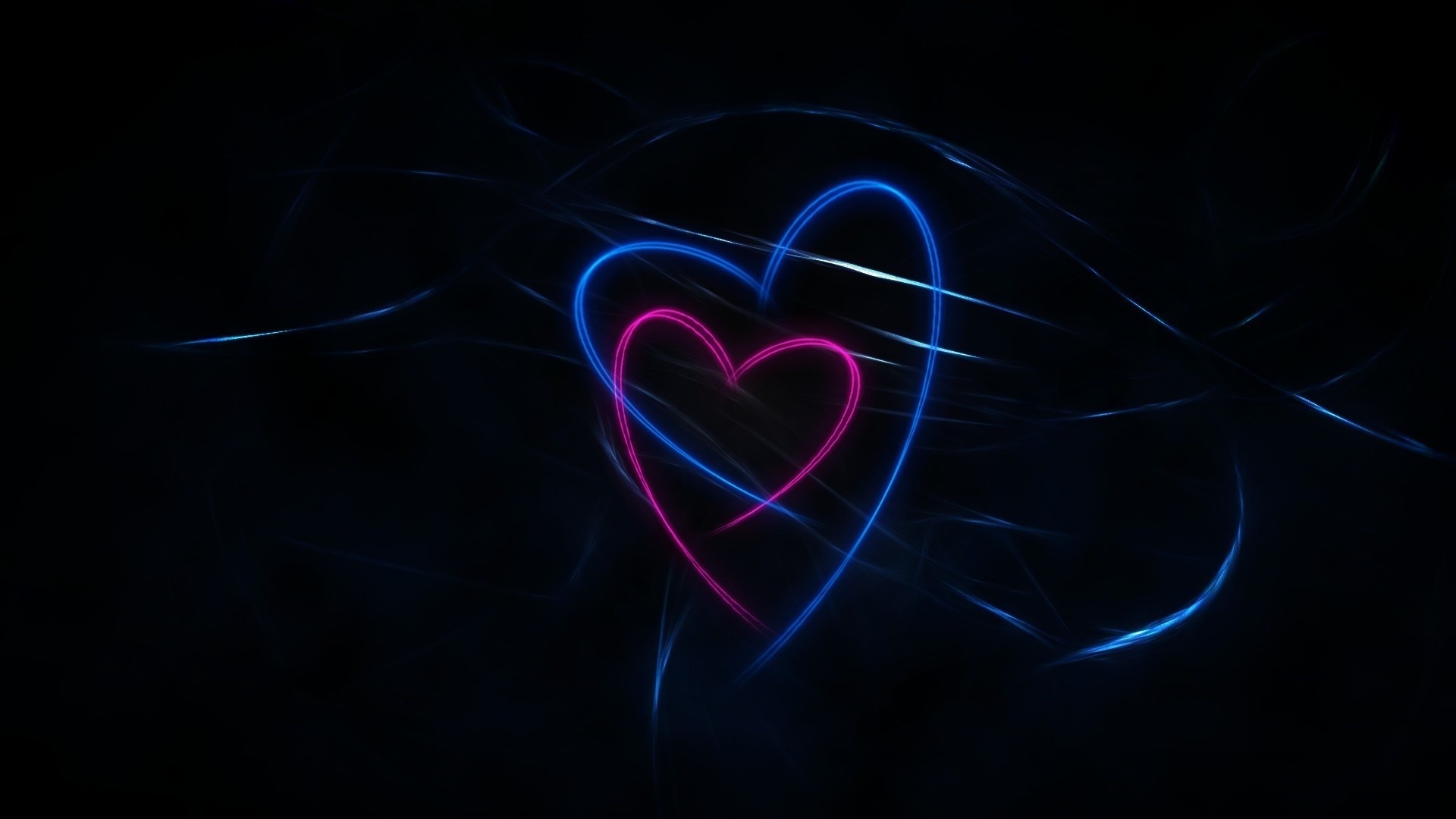 dark, Black, hearts, lines, pink, background, blue, abstraction