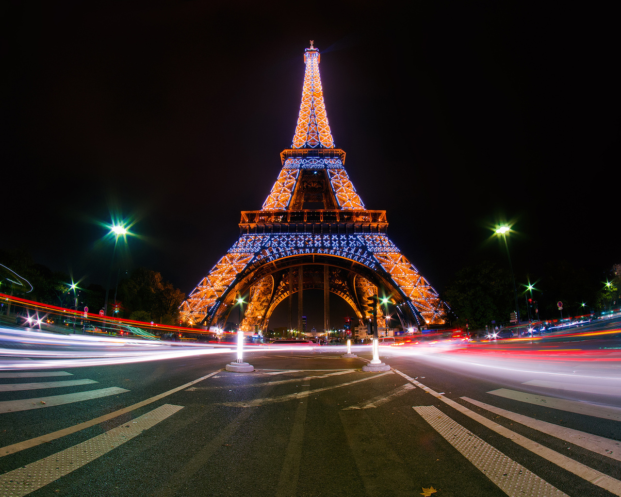 paris, eiffel tower, at night