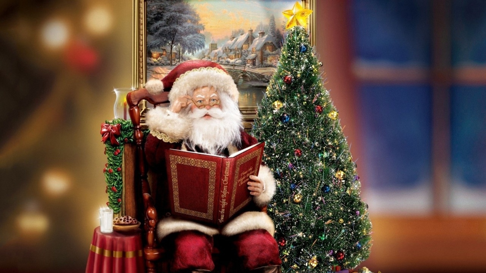 santa claus, santa, christmas, decoration, thomas kinkade, gift, christmas tree,  , ,  , , , , , , , , c  , , cobblestone christmas, , 