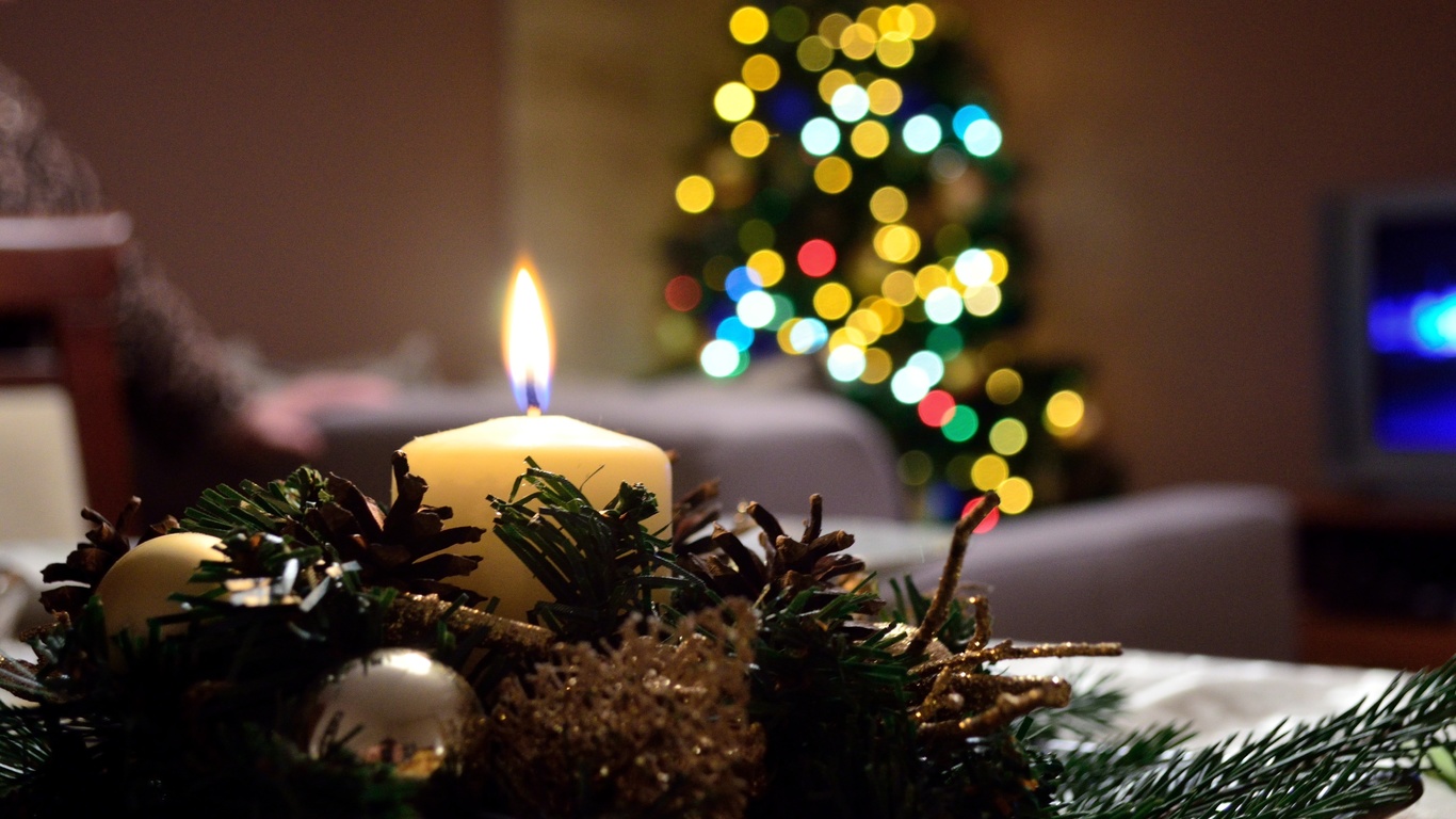 christmas, candle, christmas tree