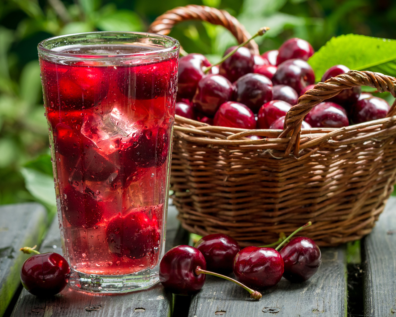 basket, cherry, drink, fruit, , , , , 