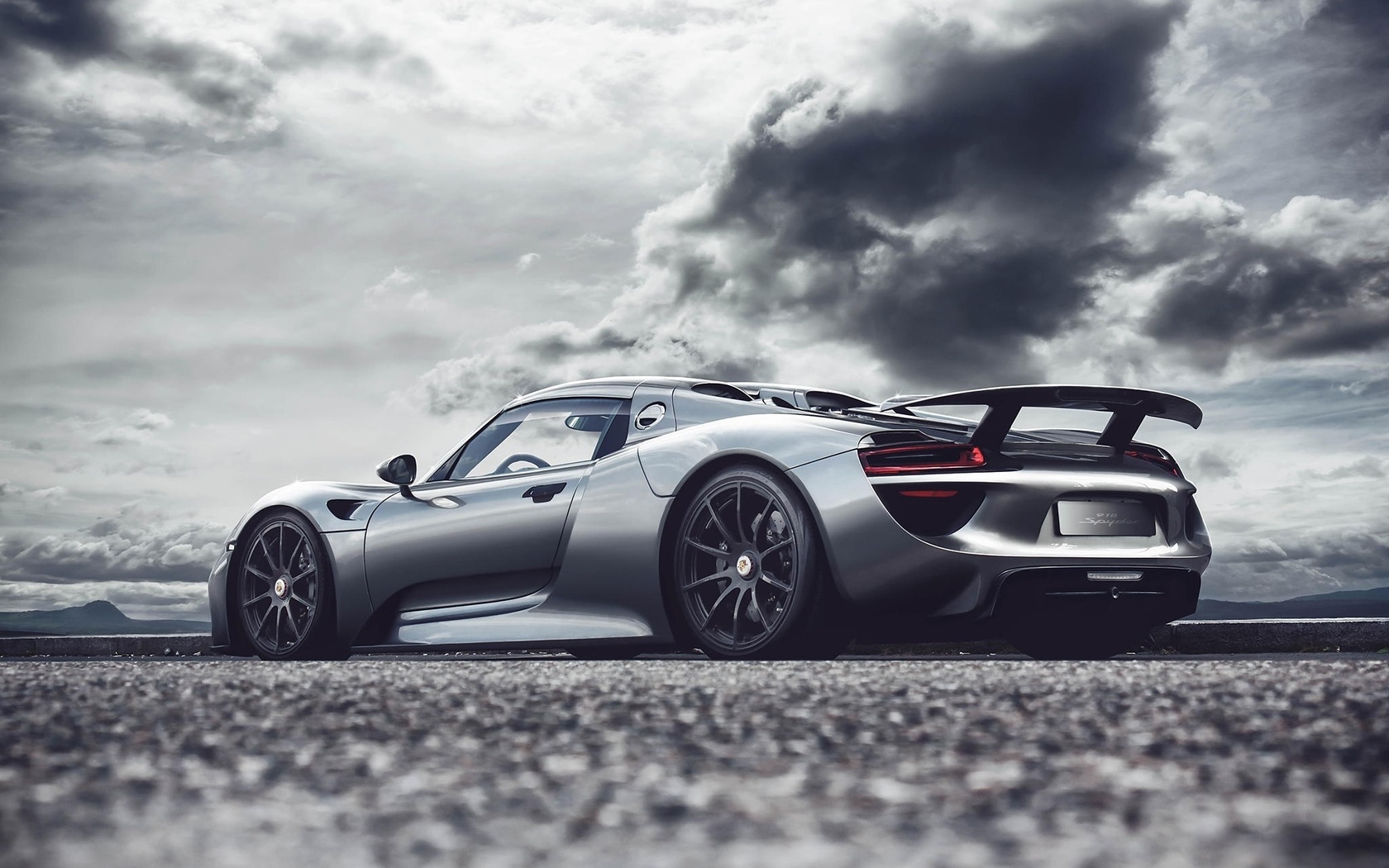 porsche, 918, spyder, rear, silvery