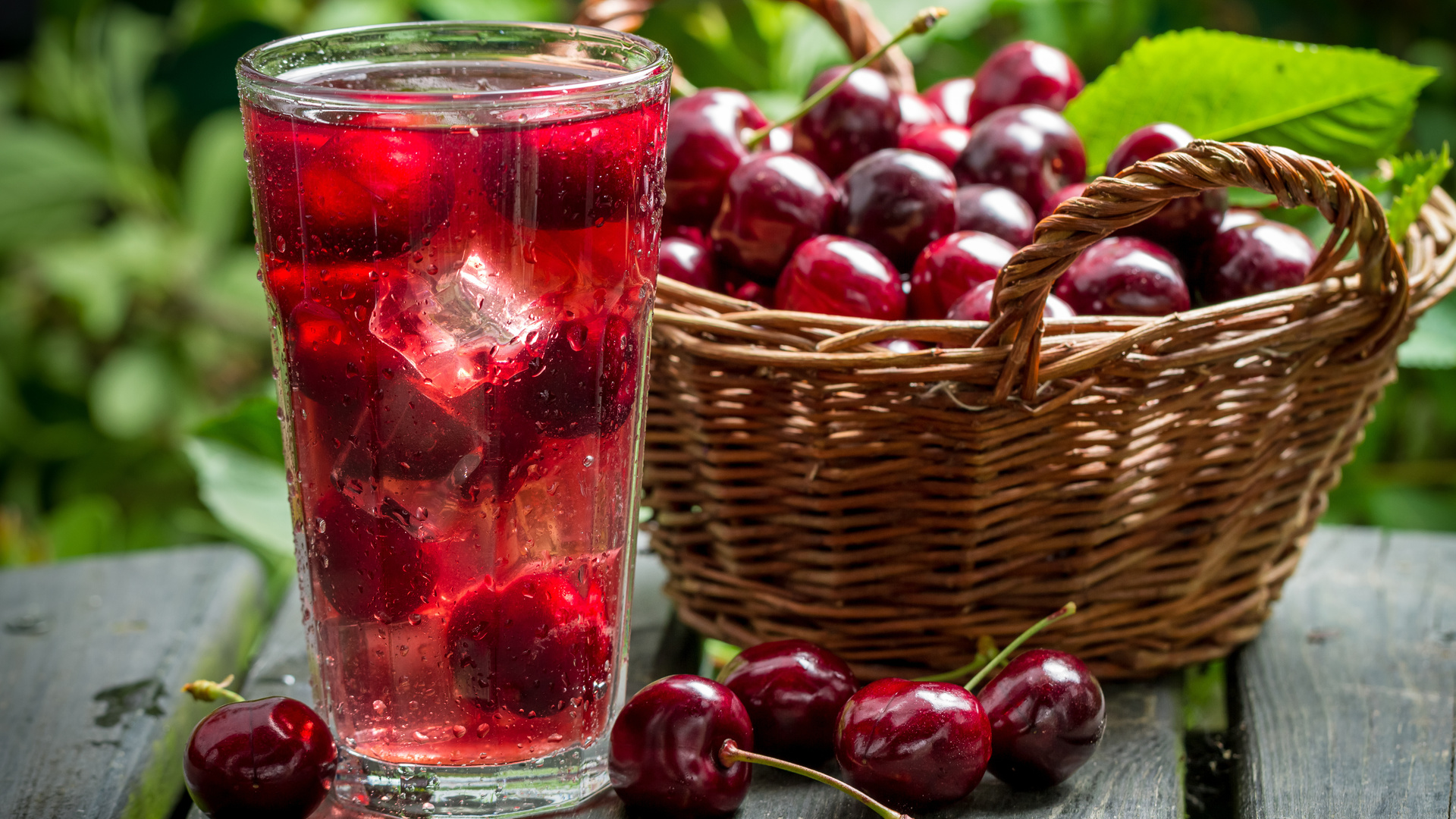 basket, cherry, drink, fruit, , , , , 