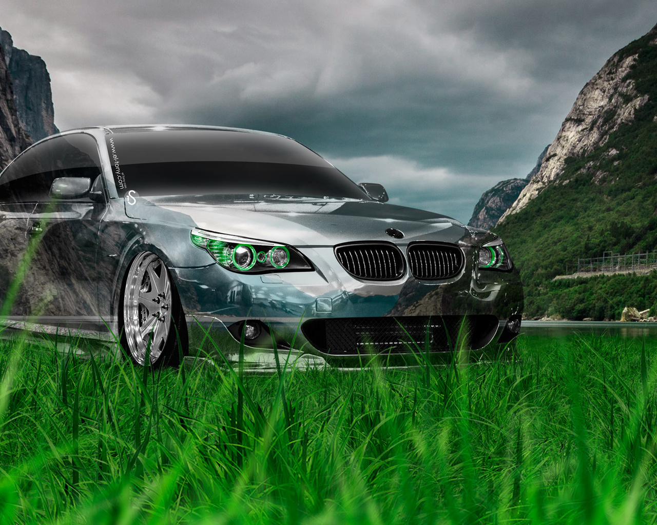 tony kokhan, bmw, m5, e60, crystal, nature, green, grass, tuning, el tony cars, photoshop, style, hd wallpapers,  , , 5, ,  , 60, , , , , , , , , , , 2014