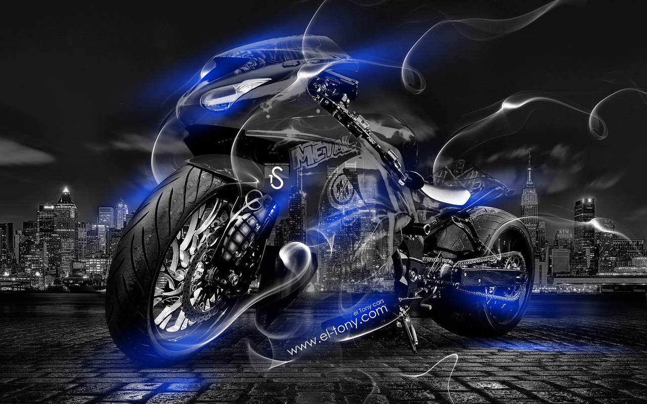 tony kokhan, moto, smoke, crystal, city, bike, blue, neon, el tony cars, hd wallpapers,  , , , , , , , , , , , , , , , , 2014