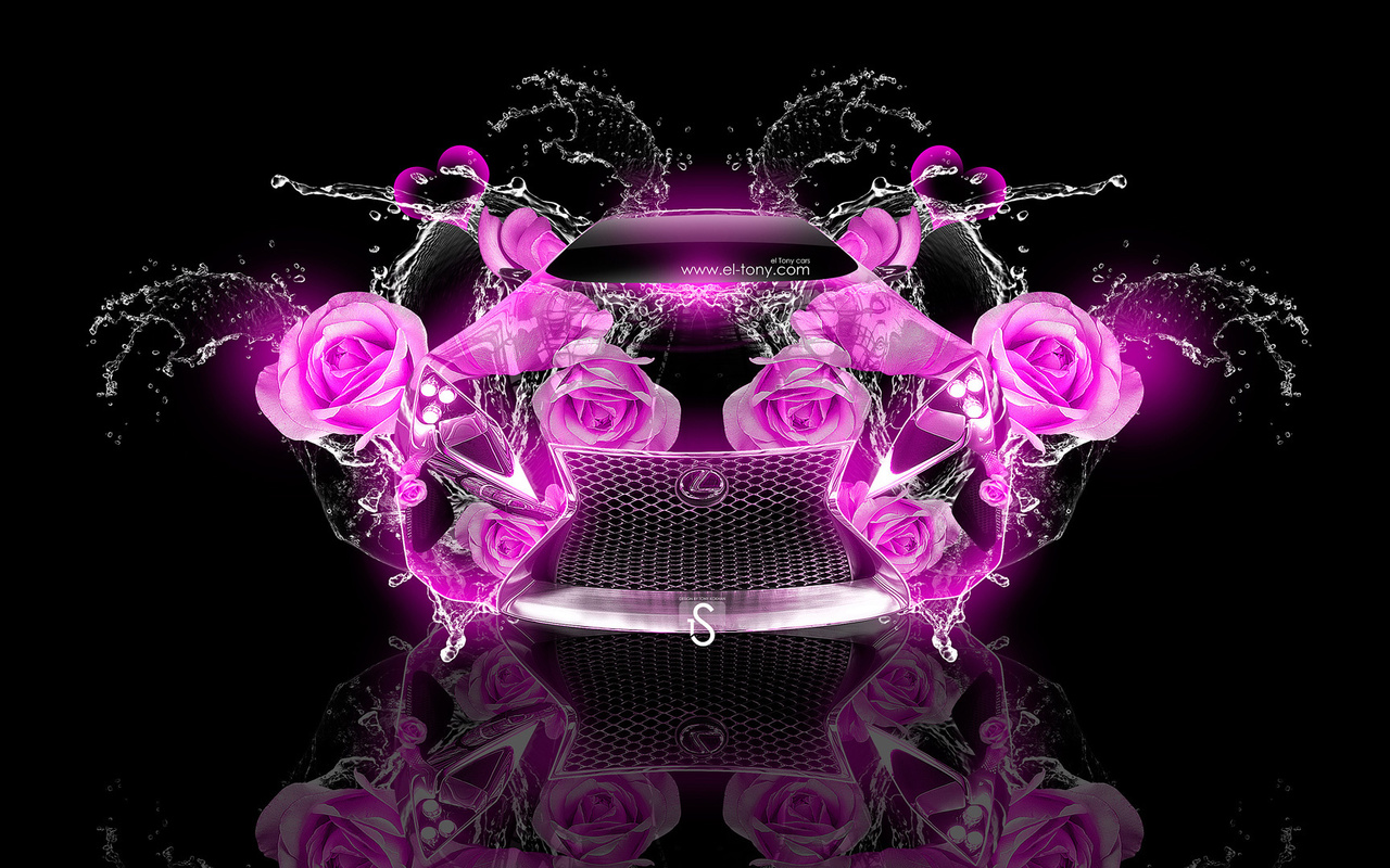 tony kokhan, lexus, lf-lc, fantasy, flowers, rose, pink, neon, colors, water, black, el tony cars, art, glamour, hd wallpapers, design, style,  , , , , , , , , , , , , , 