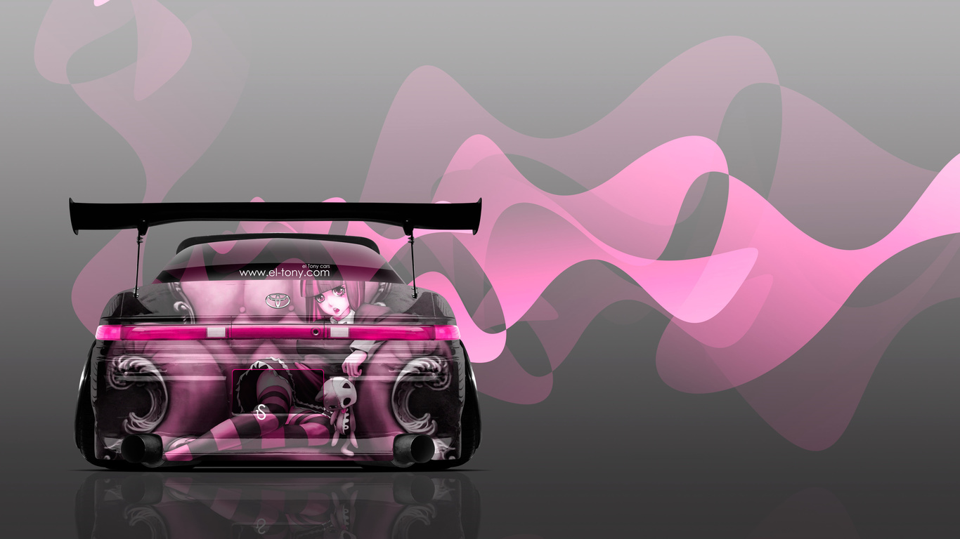 tony kokhan, toyota, mark2, jzx90, jdm, anime, girl, aerography, car, pink, neon, effects, el tony cars, photoshop, 4k, wallpapers, design,  , , , 2, 90 ,  , , , , , , , 