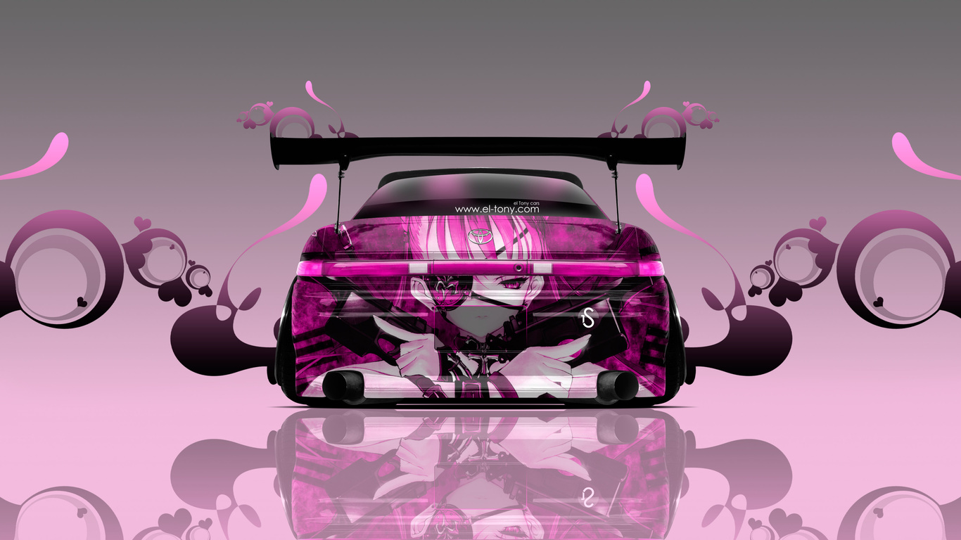 tony kokhan, toyota, mark2, jzx90, jdm, back, anime, girl, aerography, pink, colors, tuning, el tony cars, photoshop, 4k, wallpapers, design, art, style,  , , , , , 2, 90 ,  , , , , 