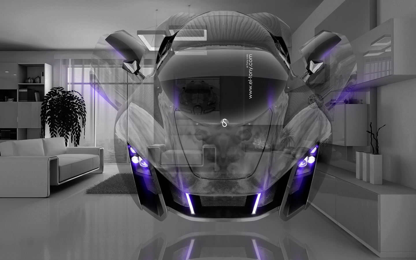 tony kokhan, marussia, crystal, home, fly, car, violet, neon, fantasy, interior, hd wallappers, el tony cars, art, design, photoshop, russian,  , , , , , 2014, , , , , , , , 